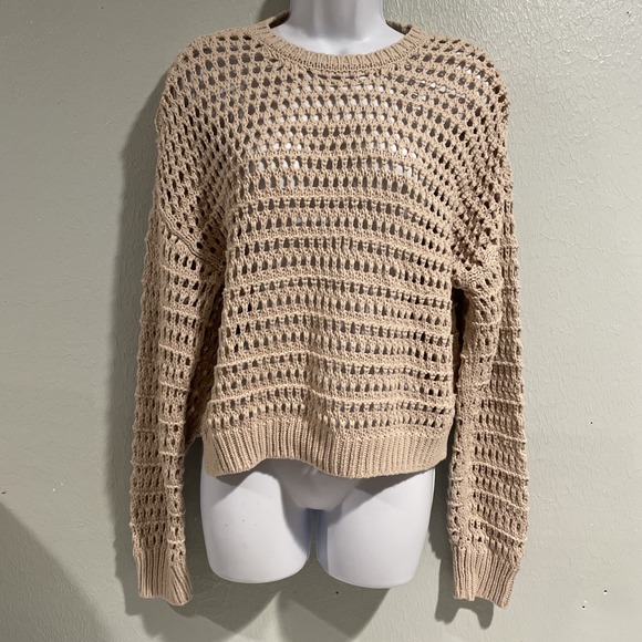 RSQ Sweaters - Rsq Open Knit‎ Pullover Knit Sweater Tan Wheat Neutral Sz Medium